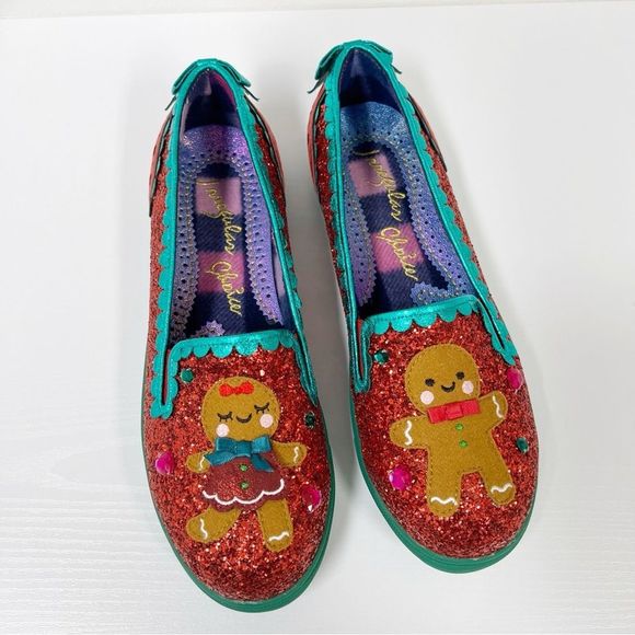 Irregular Choice Shoes - Irregular Choice Cookie Cutter Love 43 Glitter Gingerbread Christmas Slip On